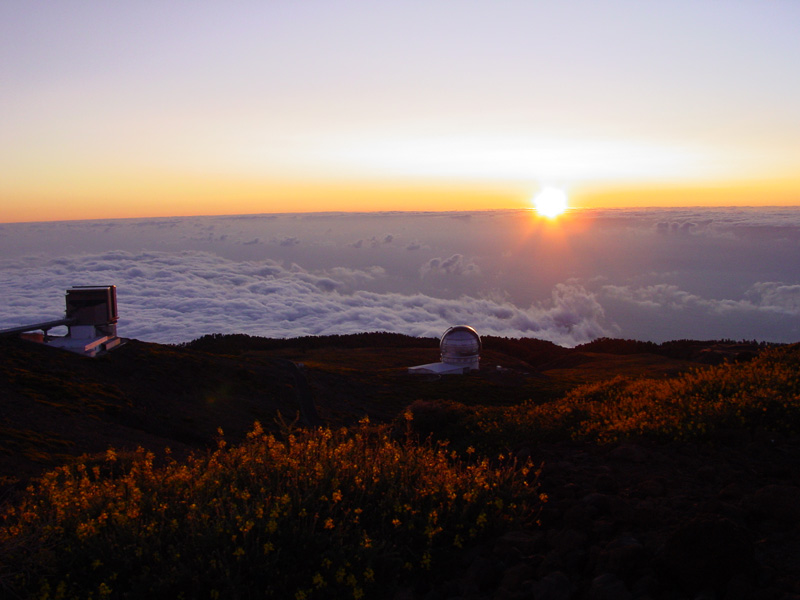 Roque de los Muchachos: GNT, GTC and sunset