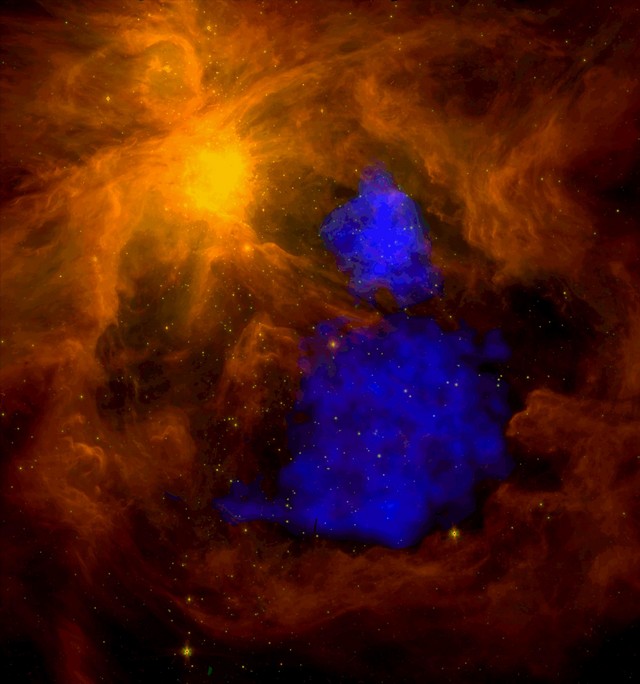 La Nebuleuse d'Orion vu par Spitzer et XMM-Newton