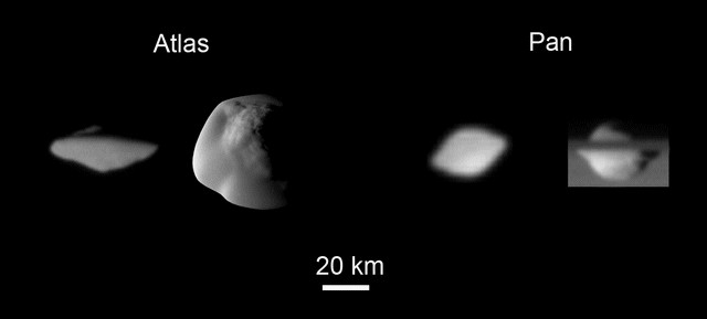 Atlas et Pan vu par Cassini