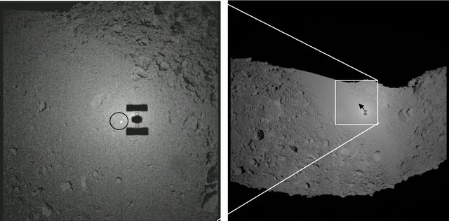 L'ombre de Hayabusa sur l'astéroïde Itokawa 