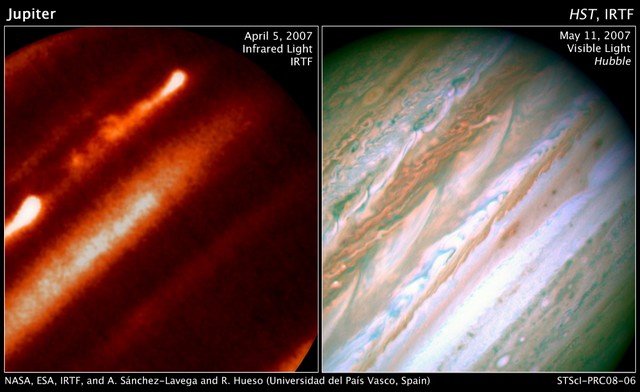 Tempêtes sur Jupiter. Vue par Hubble
