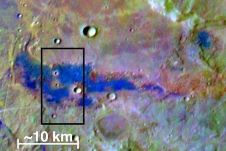 Image en fausses couleurs des dépôts de sel sur Mars