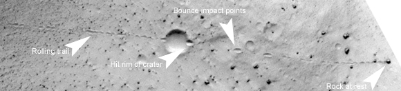 Avalanche sur Mars vu par MRO