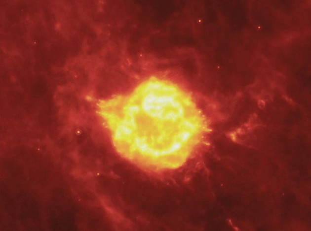 Vestiges de la supernova de Cassiopée A vu par Spitzer